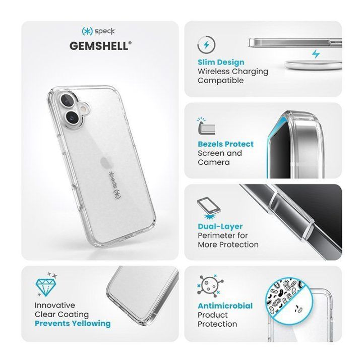 Permatomas dėklas iPhone 16 Plus Speck Gemshell