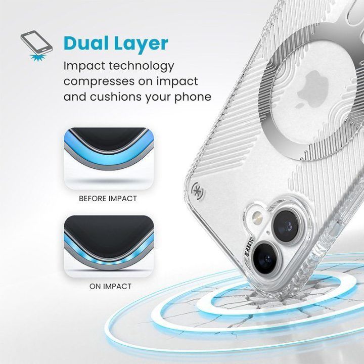 Permatomas dėklas iPhone 16 Plus Speck Presidio Perfect-Clear Grip ClickLock