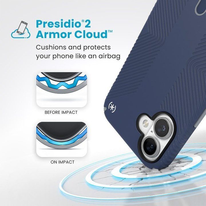 Dėklas iPhone 16 Plus Speck Presidio2 Grip ClickLock MagSafe, mėlynas