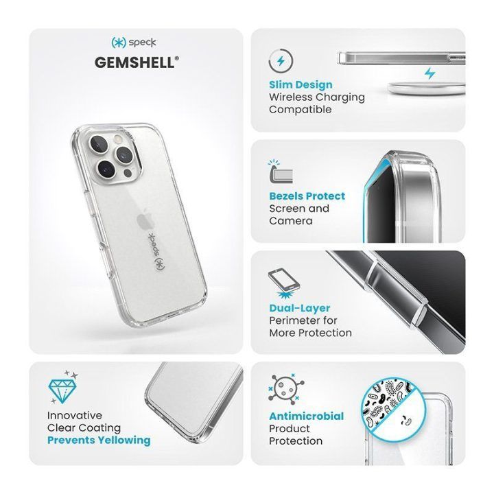 Permatomas dėklas Speck Gemshell iPhone 16 Pro