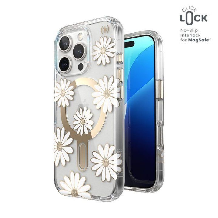 Dėklas iPhone 16 Pro Speck Presidio Lux ClickLock & MagSafe, permatomas