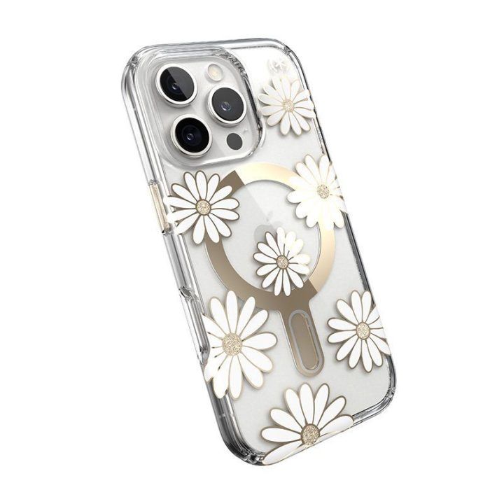Dėklas iPhone 16 Pro Speck Presidio Lux ClickLock & MagSafe, permatomas