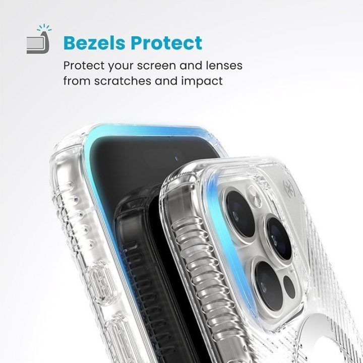 Dėklas iPhone 16 Pro, permatomas Speck Presidio Perfect-Clear Grip