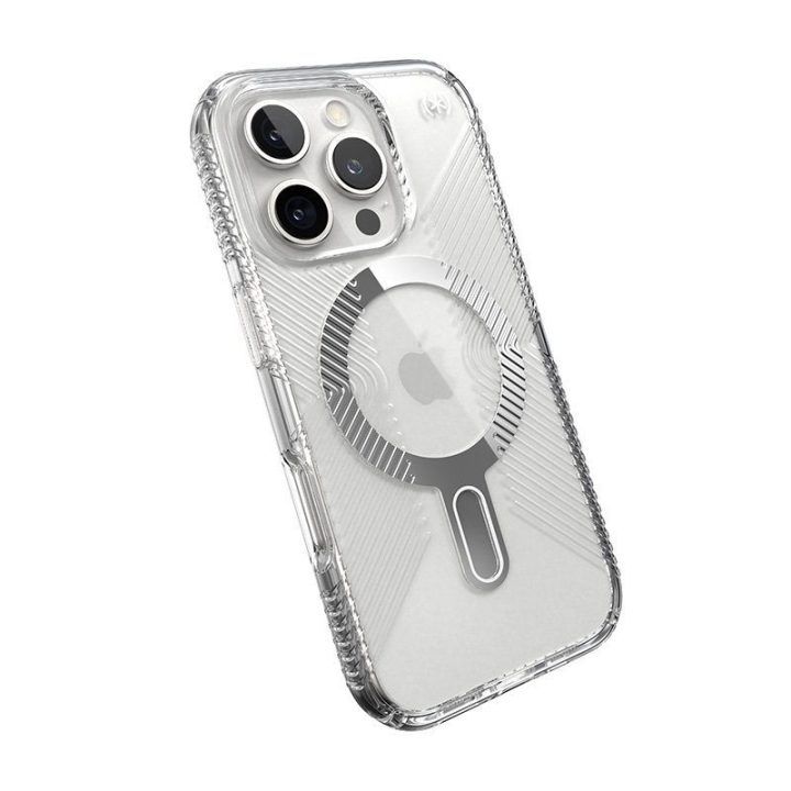 Dėklas iPhone 16 Pro, permatomas Speck Presidio Perfect-Clear Grip