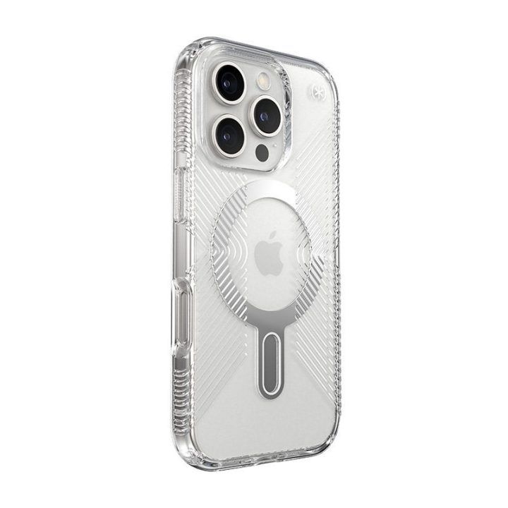 Dėklas iPhone 16 Pro, permatomas Speck Presidio Perfect-Clear Grip