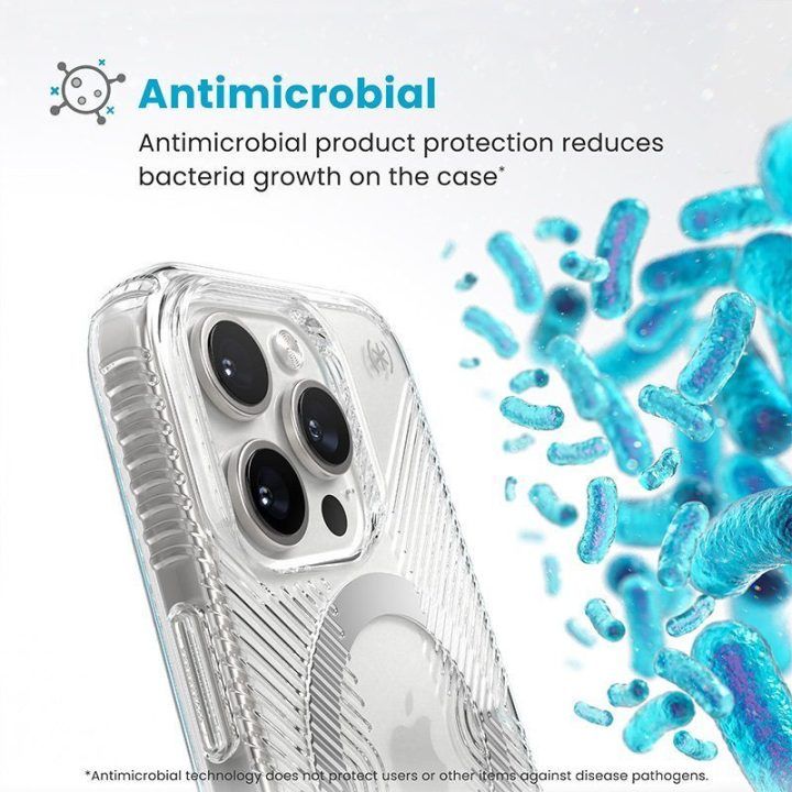 Dėklas iPhone 16 Pro, permatomas Speck Presidio Perfect-Clear Grip