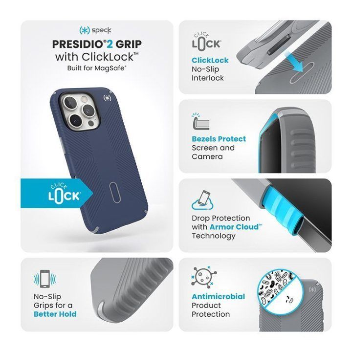 Dėklas Speck Presidio2 Grip MagSafe iPhone 16 Pro