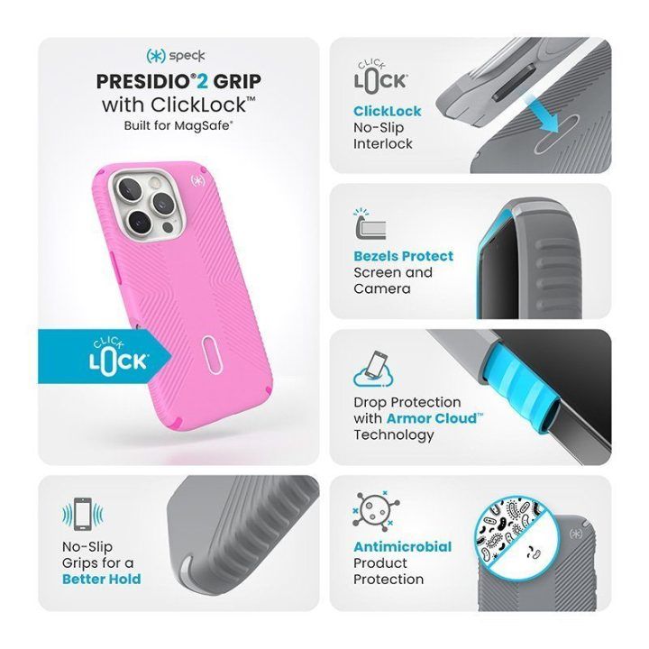 Dėklas iPhone 16 Pro Speck Presidio2 Grip MagSafe