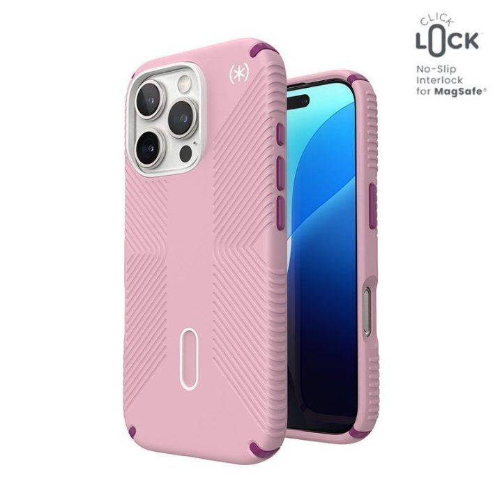 Dėklas iPhone 16 Pro Speck Presidio2 Grip ClickLock, rožinis