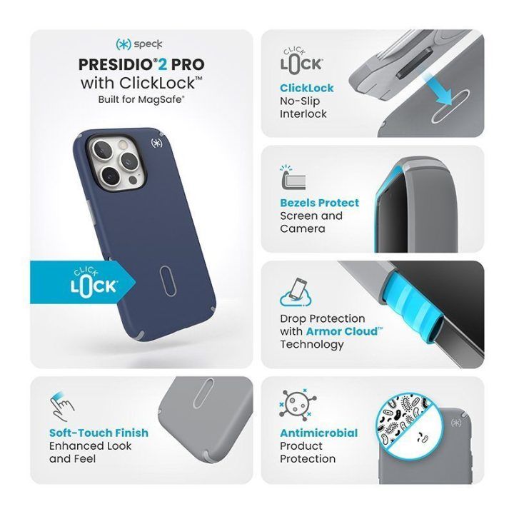 Dėklas iPhone 16 Pro Speck Presidio2 Pro ClickLock & MagSafe