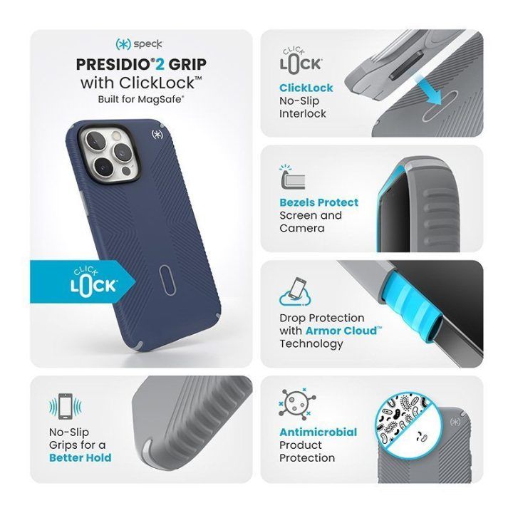 Dėklas iPhone 16 Pro Max Speck Presidio2 Grip ClickLock