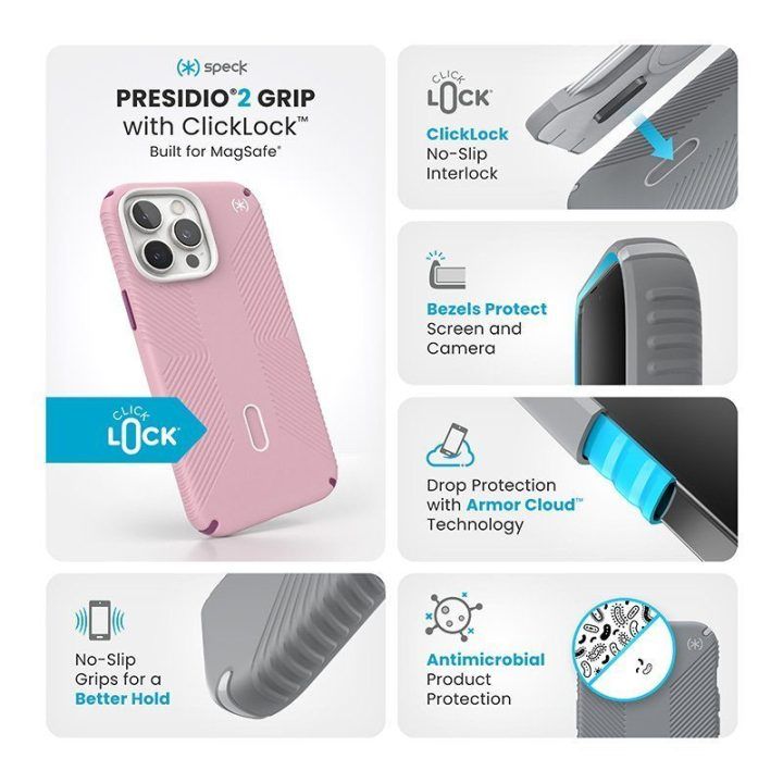 Dėklas iPhone 16 Pro Max Speck Presidio2 Grip ClickLock MagSafe