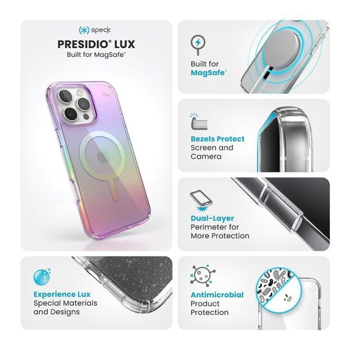 Dėklas iPhone 16 Pro Max Speck Presidio2 Lux MagSafe, violetinis