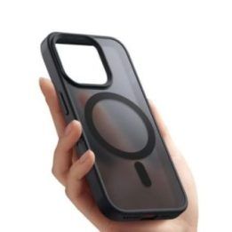Dėklas iPhone 16, juodas, Crong Hybrid Frost MAG Cover