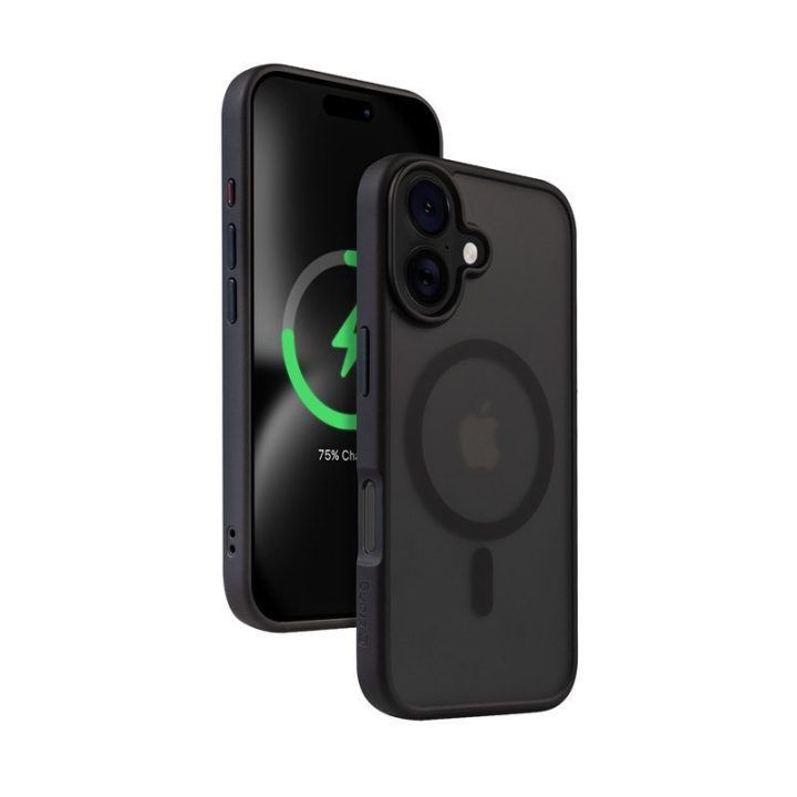 Dėklas iPhone 16, juodas, Crong Hybrid Frost MAG Cover