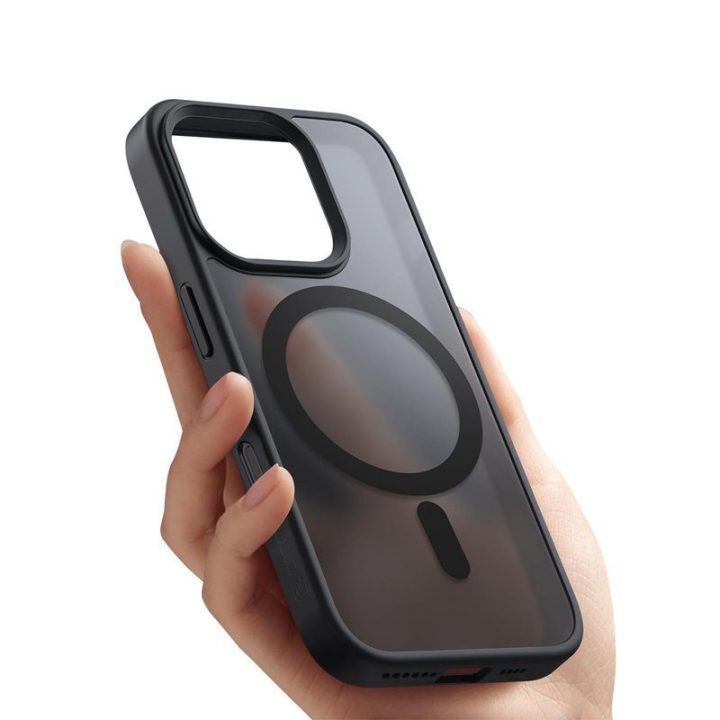 Dėklas iPhone 16 Pro Max, juodas CRONG Hybrid Frost MAG