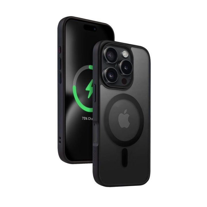 Dėklas iPhone 16 Pro Max, juodas CRONG Hybrid Frost MAG