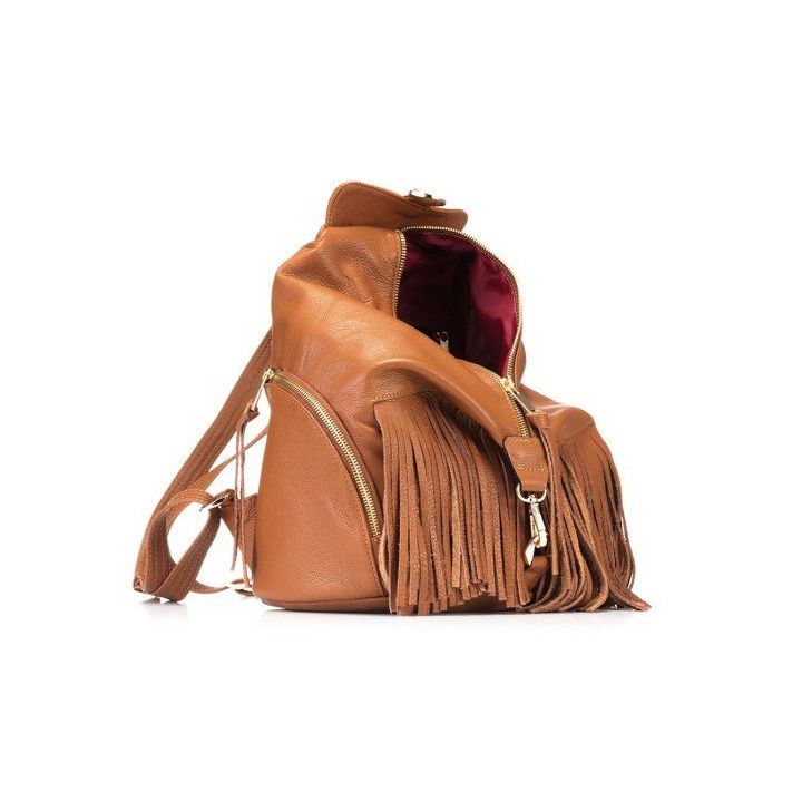 Camel spalvos natūralios odos kuprinė Let`s Go Boho Gregorio