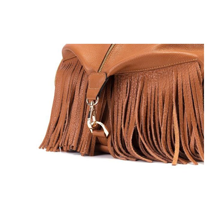 Camel spalvos natūralios odos kuprinė Let`s Go Boho Gregorio