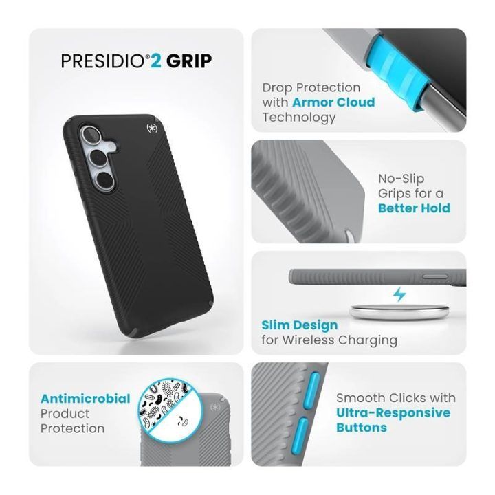 Dėklas Speck Presidio2 Grip Samsung Galaxy S24 FE, juodas
