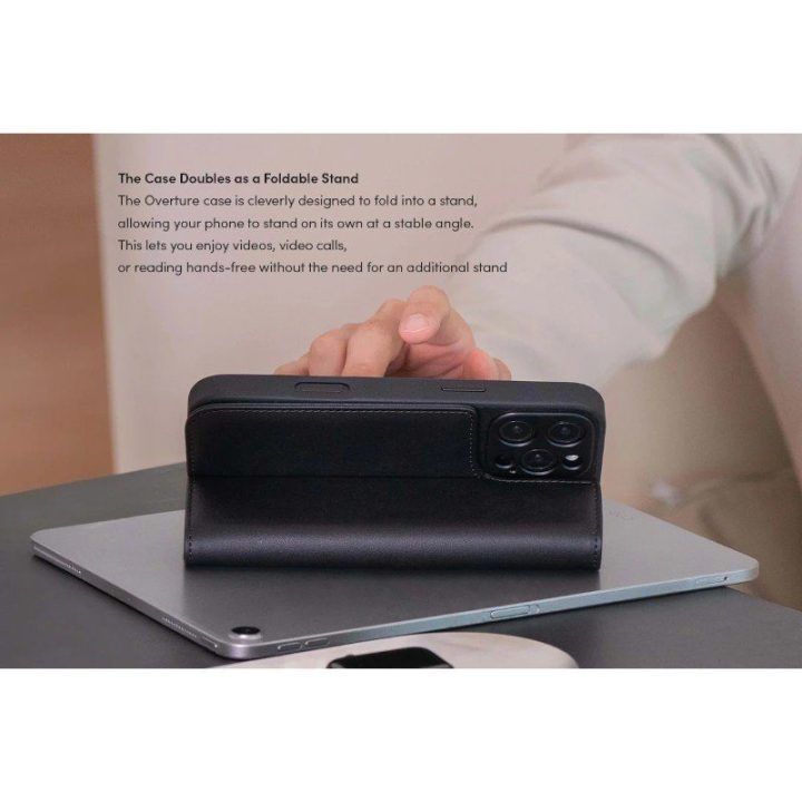 Moshi Overture MagSafe atverčiamas dėklas iPhone 16 Pro, rudas