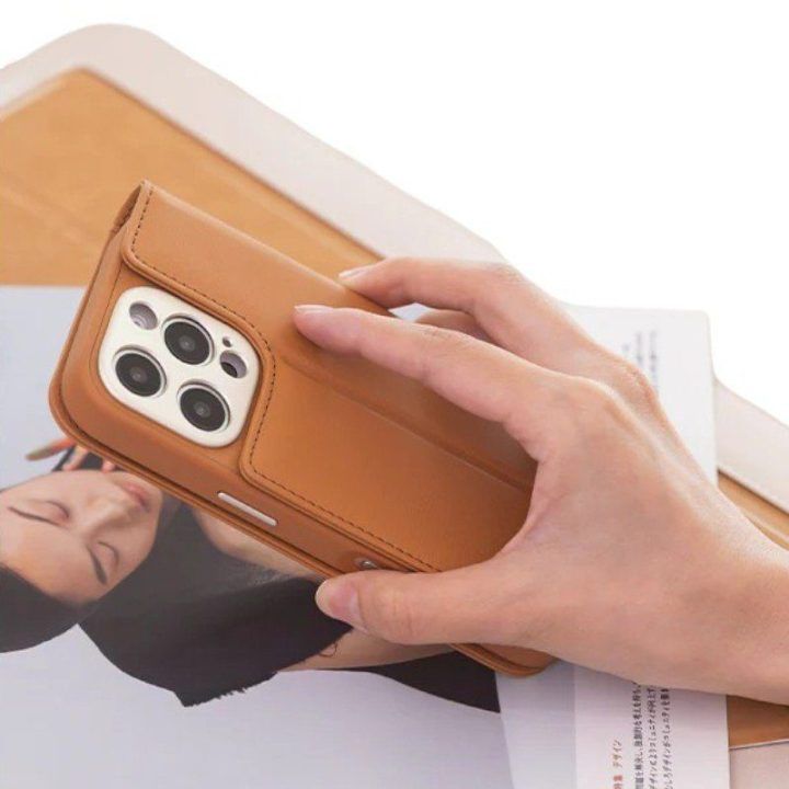 Moshi Overture MagSafe atverčiamas dėklas iPhone 16 Pro, rudas