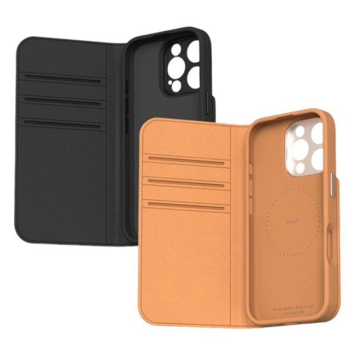Moshi Overture MagSafe atverčiamas dėklas iPhone 16 Pro, rudas