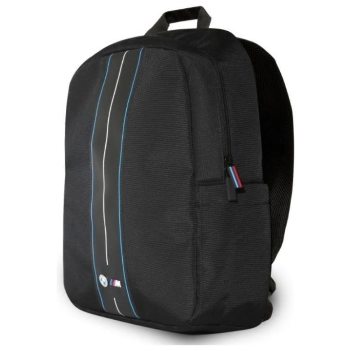 Kuprinė nešiojamam kompiuteriui BMW Nylon Blue Stripe 16", juoda