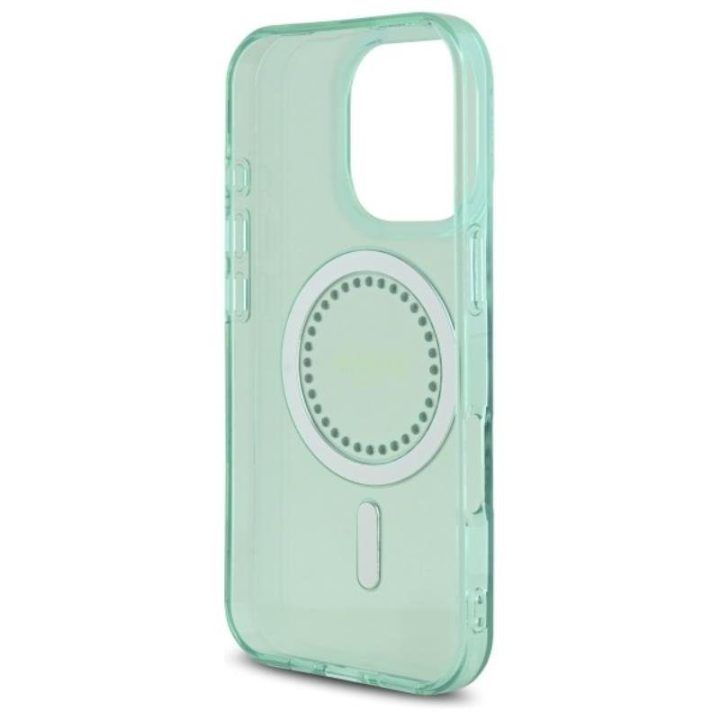 Dėklas Guess IML Rhinestones MagSafe iPhone 16 Pro Max, žalias