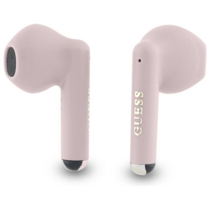 Guess rožinės Bluetooth TWS ausinės su įkrovimo dėklu