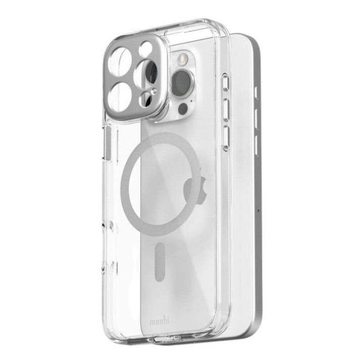 Moshi iGlaze MagSafe dėklas iPhone 16 Pro Max, sidabro spalvos