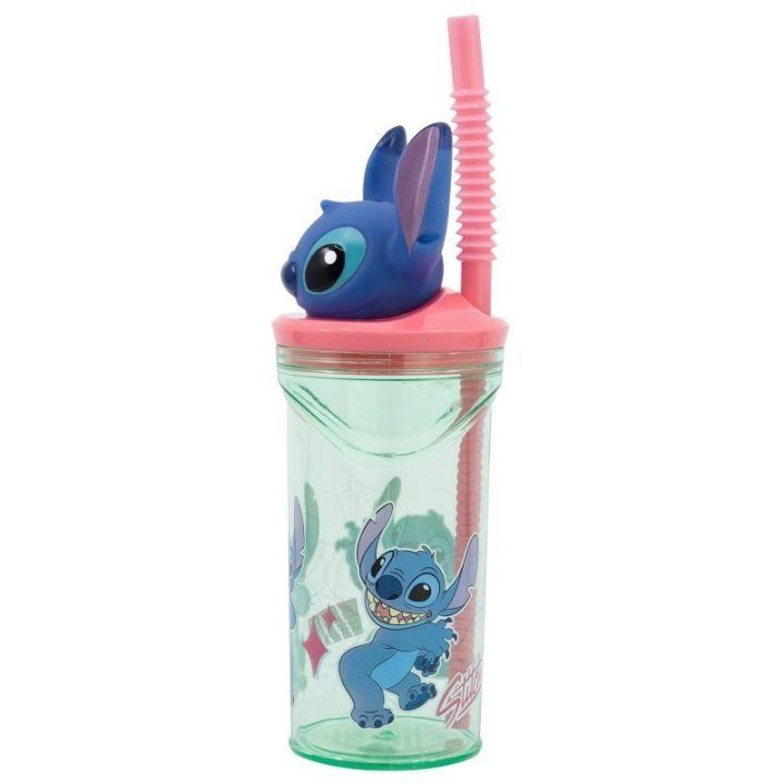 Vaikiška gertuvė su šiaudeliu Disney Stitch, 360 ml