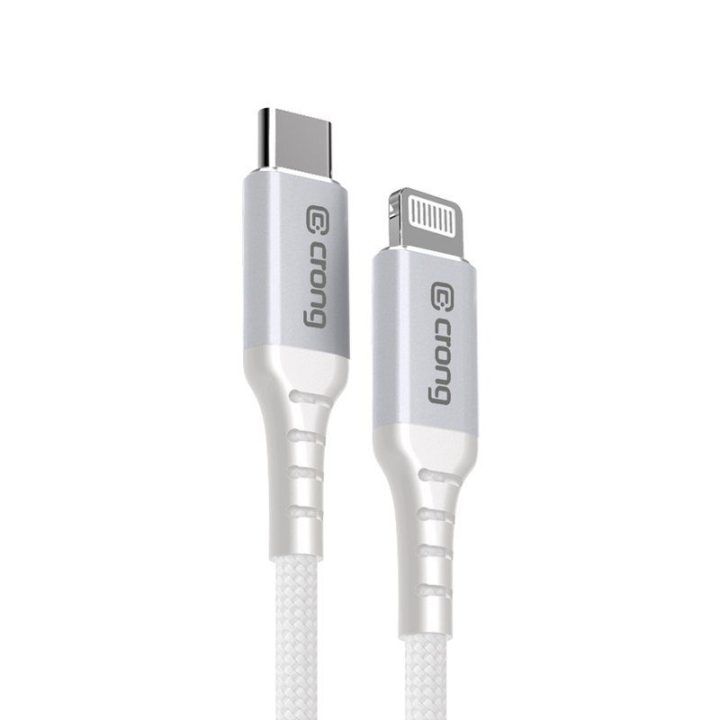USB-C–Lightning laidas Crong Armor Link, 150 cm, baltas
