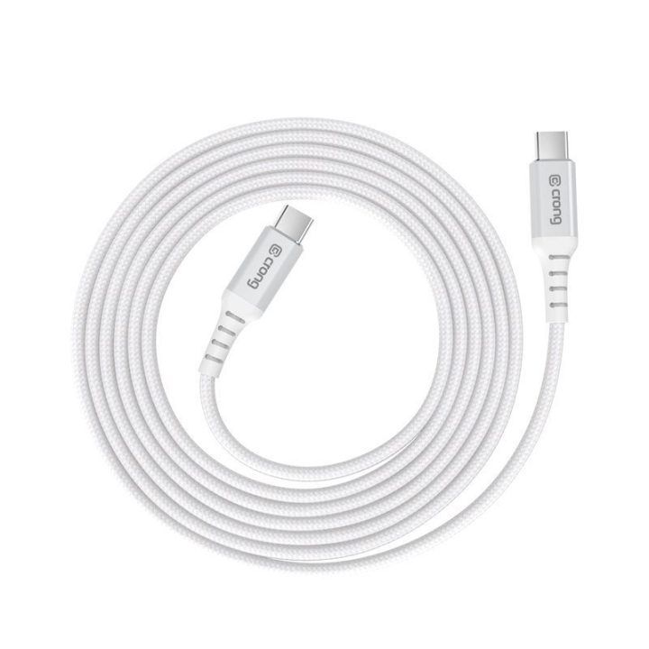USB-C laidas Crong Armor Link 60W, 150 cm, baltas