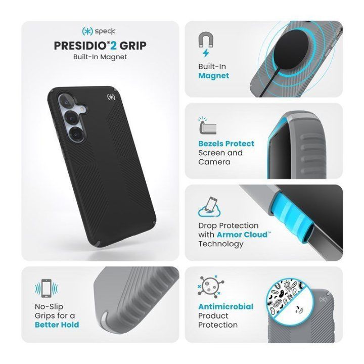 Dėklas Samsung Galaxy S25+ / S24+ Speck Presidio2 Grip Magnet, juodas
