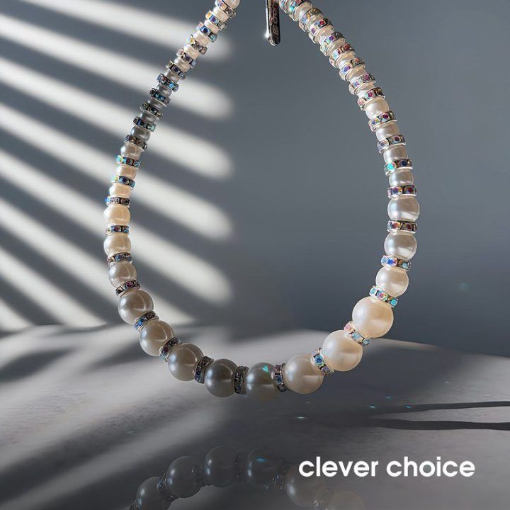 Telefono pakabukas Crong Silver Beads su adapteriu