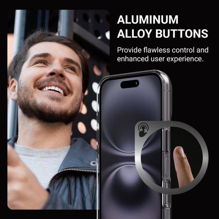 Dėklas iPhone 16, juodas Crong Clear MAG Pro
