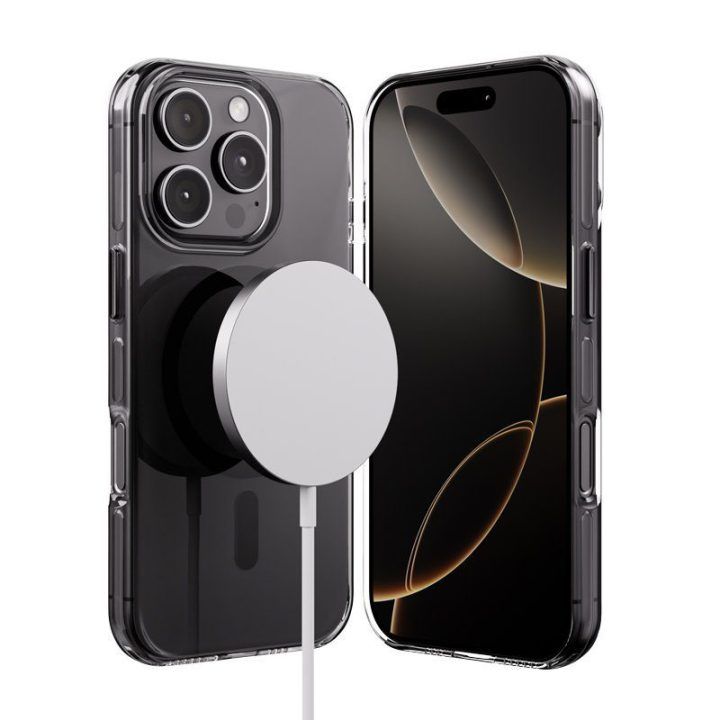 Dėklas iPhone 16 Pro, juodas, Crong Clear MAG Pro