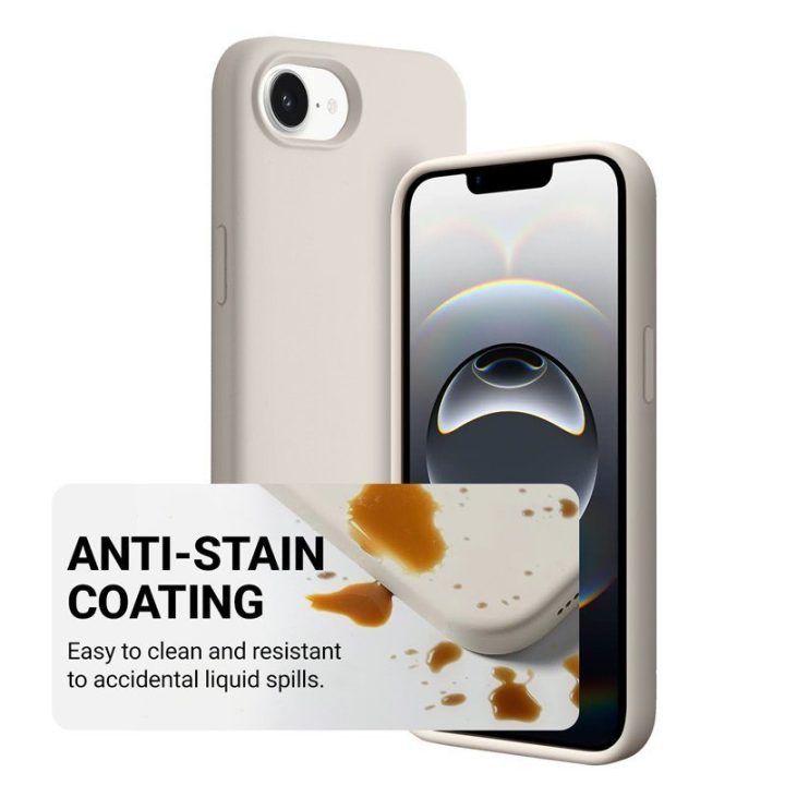 Dėklas iPhone 17e / 16e, silikoninis, Stone Beige