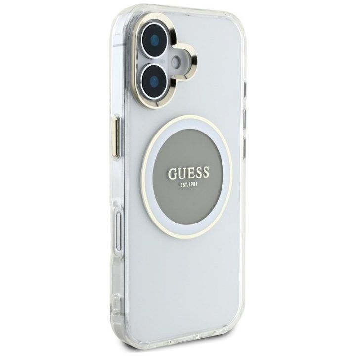 Dėklas iPhone 16 Guess, pilkas, TPU ir PC