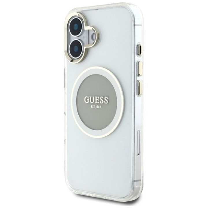 Dėklas iPhone 16 Guess, pilkas, TPU ir PC