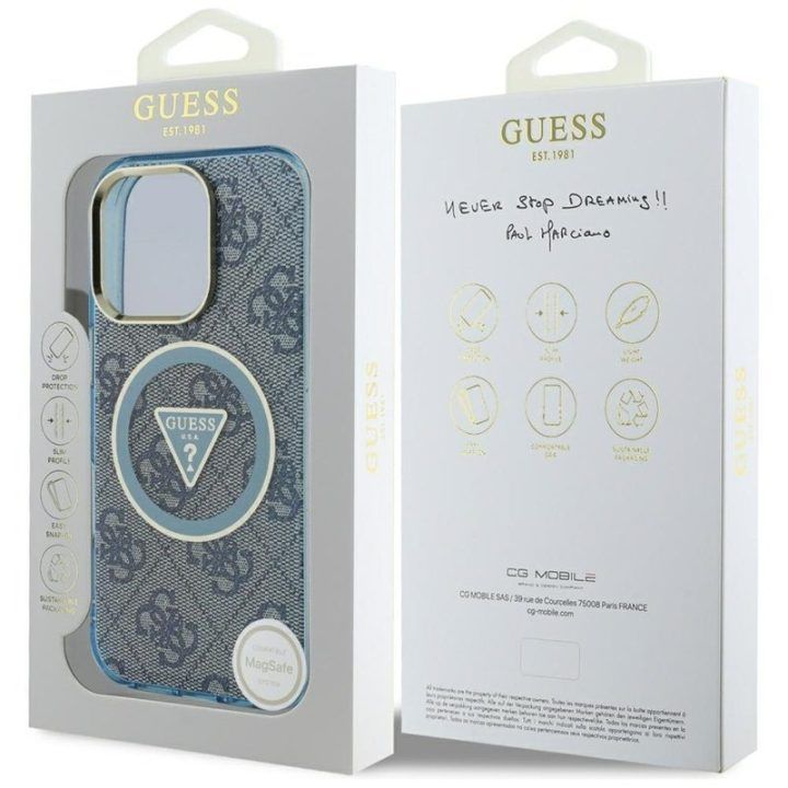 Guess dėklas iPhone 16 Pro Max, mėlynas