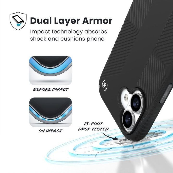 Dėklas iPhone 17, juodas Speck Presidio2 Grip MagSafe