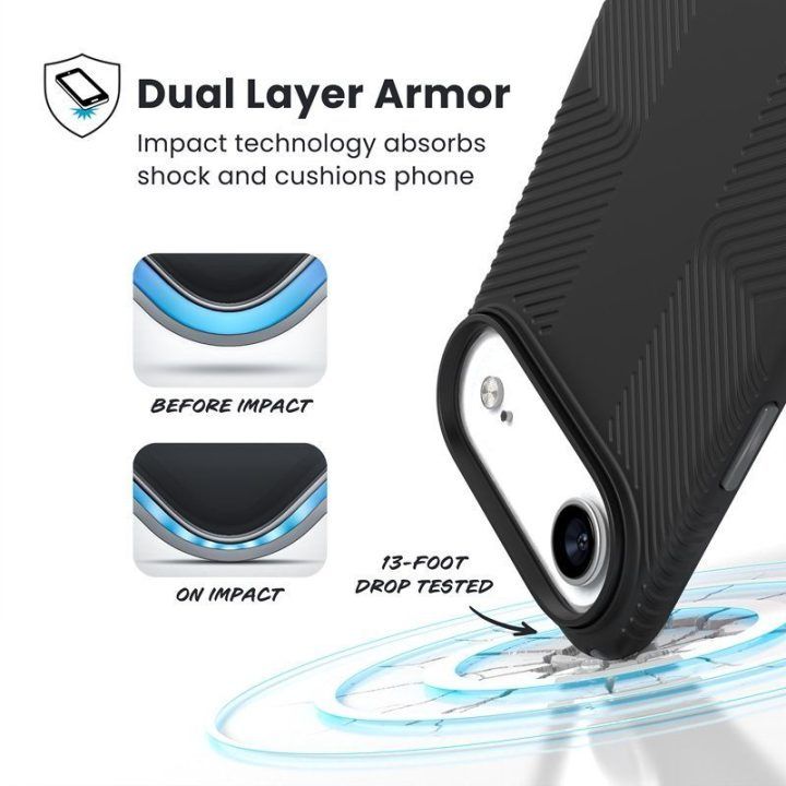 Dėklas iPhone Air Speck Presidio2 Grip MagSafe, juodas