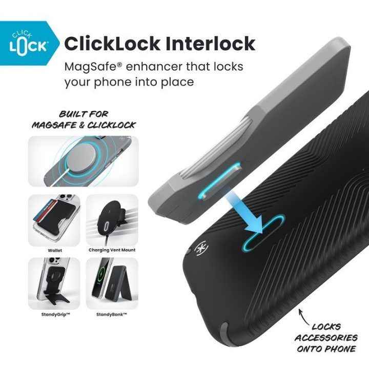 Dėklas iPhone Air Speck Presidio2 Grip ClickLock su MagSafe, juodas