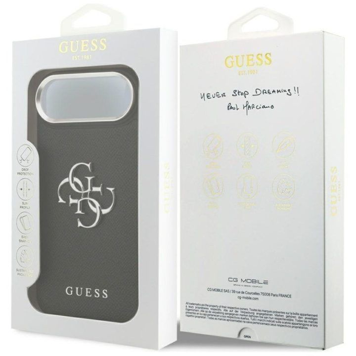 Dėklas iPhone Air Guess Grained Big 4G Classic Logo, juodas