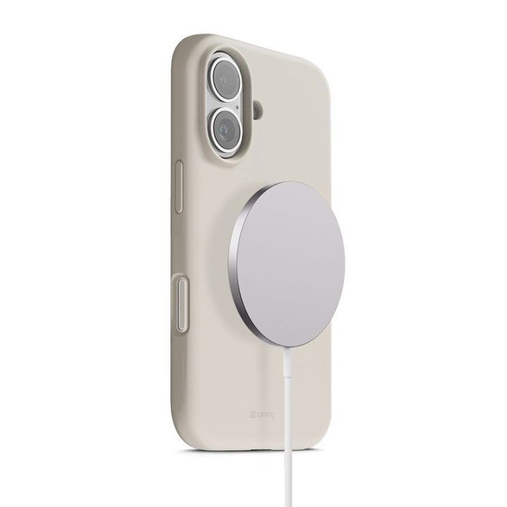 Dėklas iPhone 17 Crong Stone Beige, MagSafe