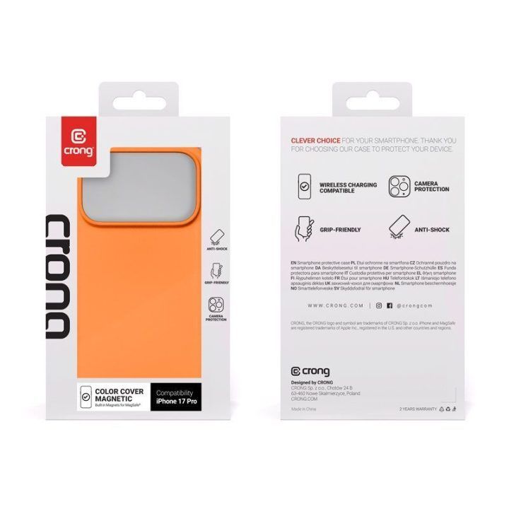 Dėklas Crong Color Cover Magnetic iPhone 17 Pro, oranžinis