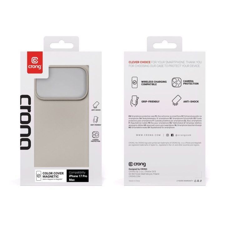 Dėklas Crong Color Cover Magnetic iPhone 17 Pro Max, smėlio