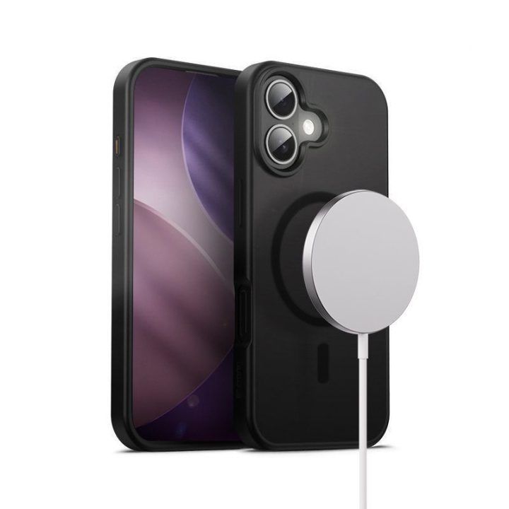 Dėklas iPhone 17 Crong Hybrid Frost MAG, juodas